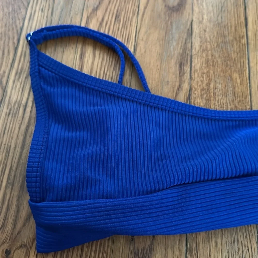 Frankies Bikinis Gavin Ribbed Scoop Bikini Top cerulean royal blue XXL